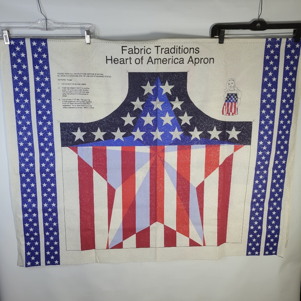 Fabric Traditions Heart of America Apron Cut & Sew 2 Aprons on Fabric Glittery